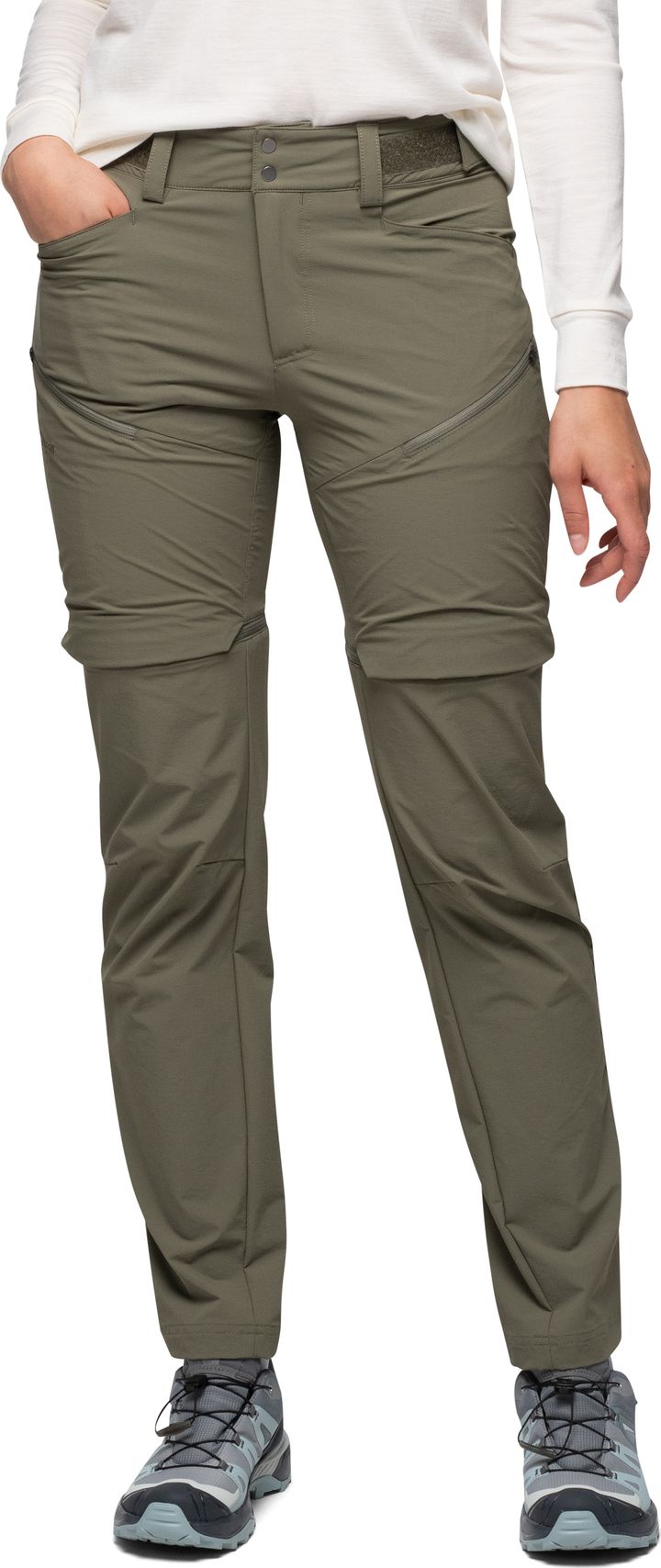 Bergans Women's Convertible Zip-Off Softshell Pants Green Mud Bergans