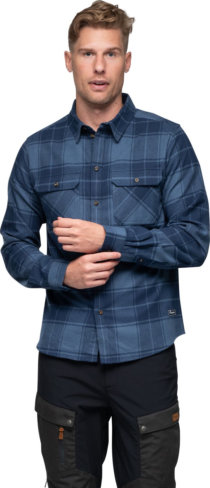 Bergans Men's Nordmarka Flannel Shirt Granite Blue/navy Blue Check Bergans