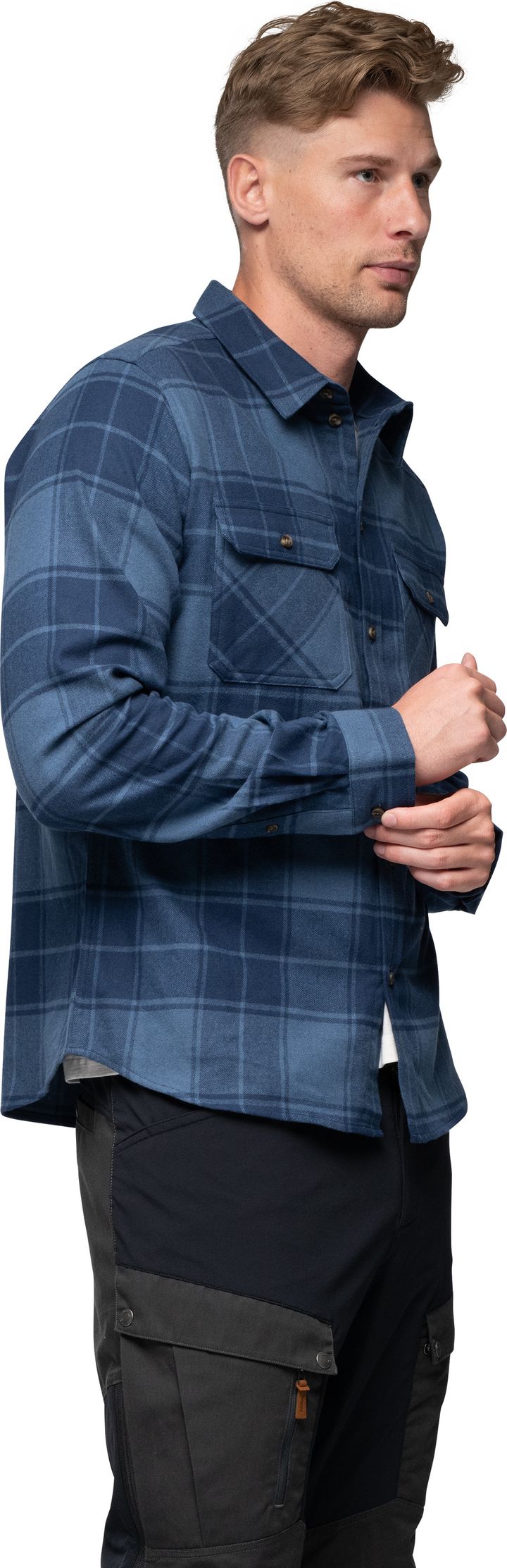 Bergans Men's Nordmarka Flannel Shirt Granite Blue/navy Blue Check Bergans