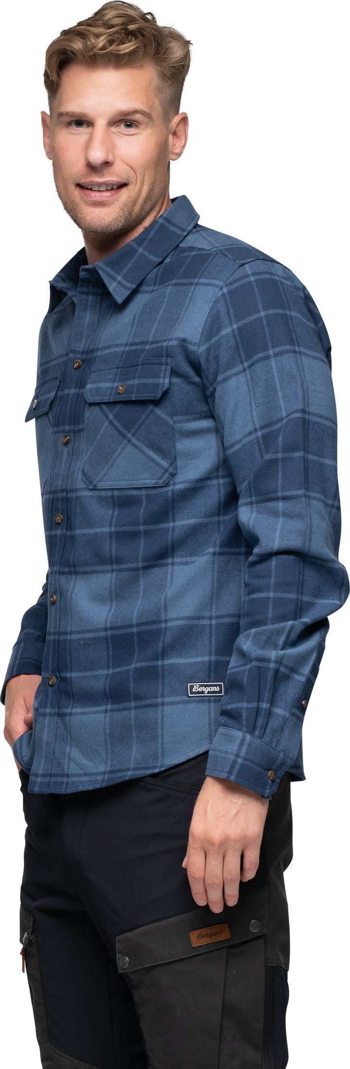 Bergans Men's Nordmarka Flannel Shirt Granite Blue/navy Blue Check Bergans