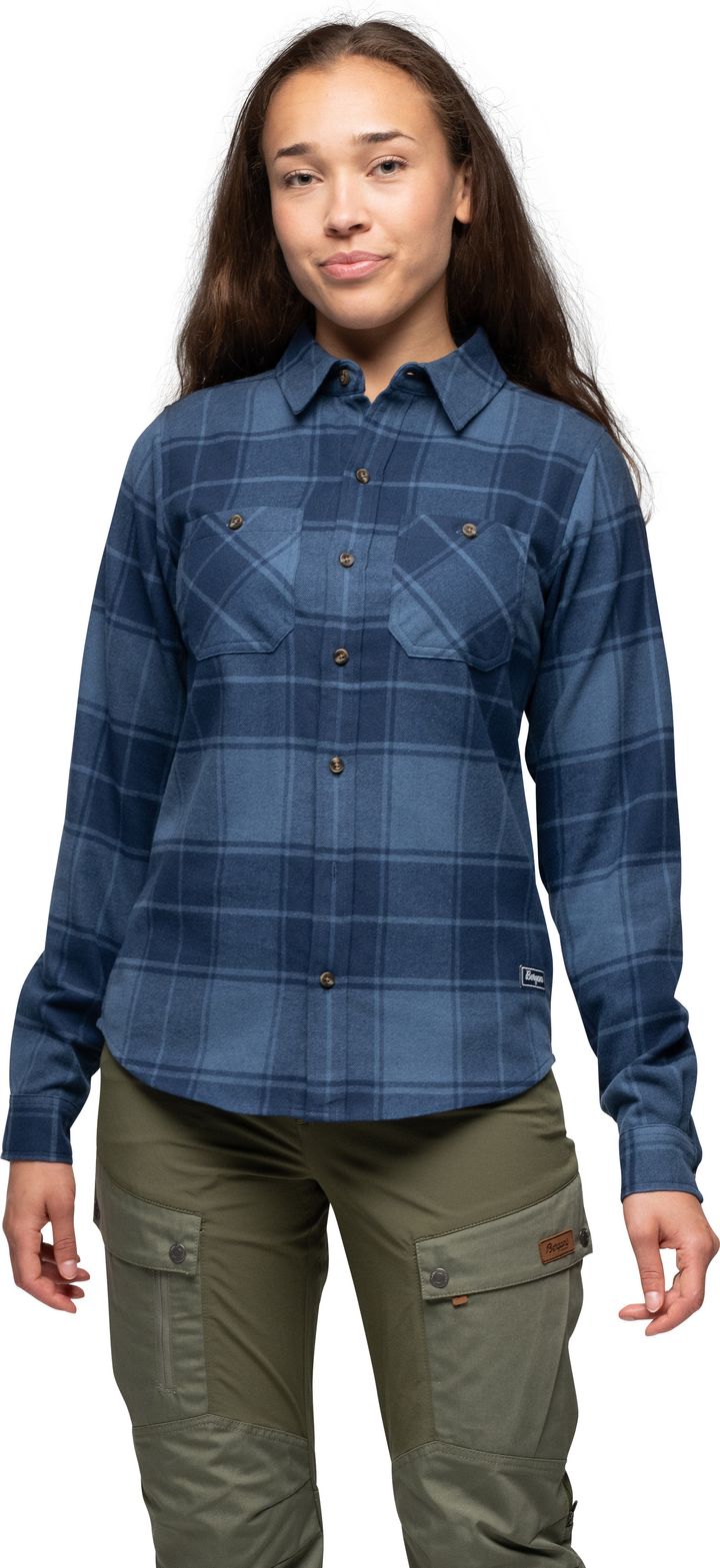 Bergans Women's Nordmarka Flannel Shirt Granite Blue/navy Blue Check Bergans