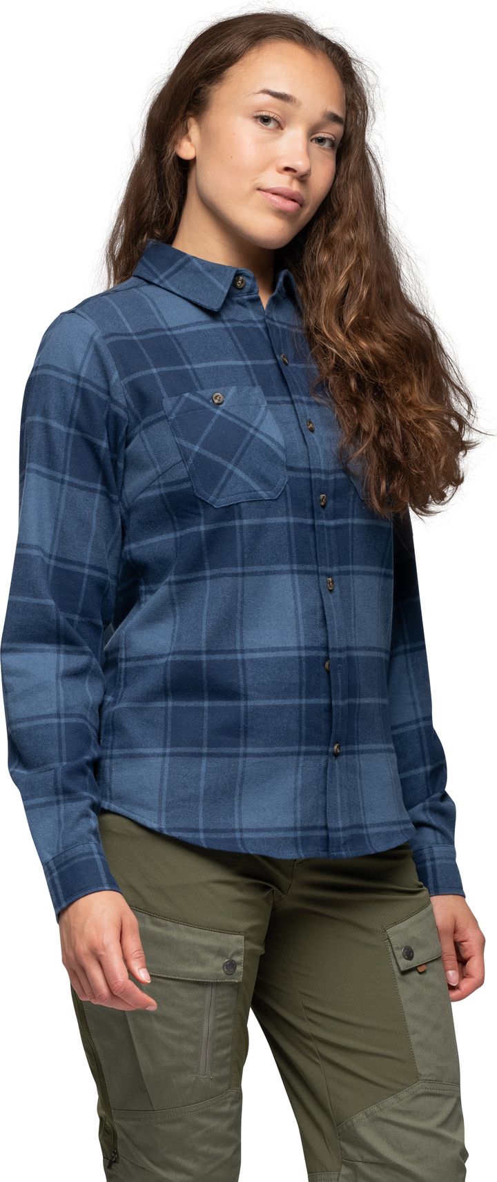 Bergans Women's Nordmarka Flannel Shirt Granite Blue/navy Blue Check Bergans