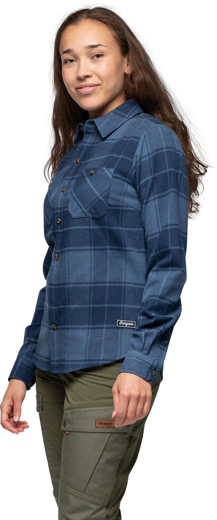 Bergans Women's Nordmarka Flannel Shirt Granite Blue/navy Blue Check Bergans