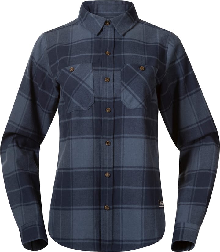 Bergans Women's Nordmarka Flannel Shirt Granite Blue/navy Blue Check Bergans