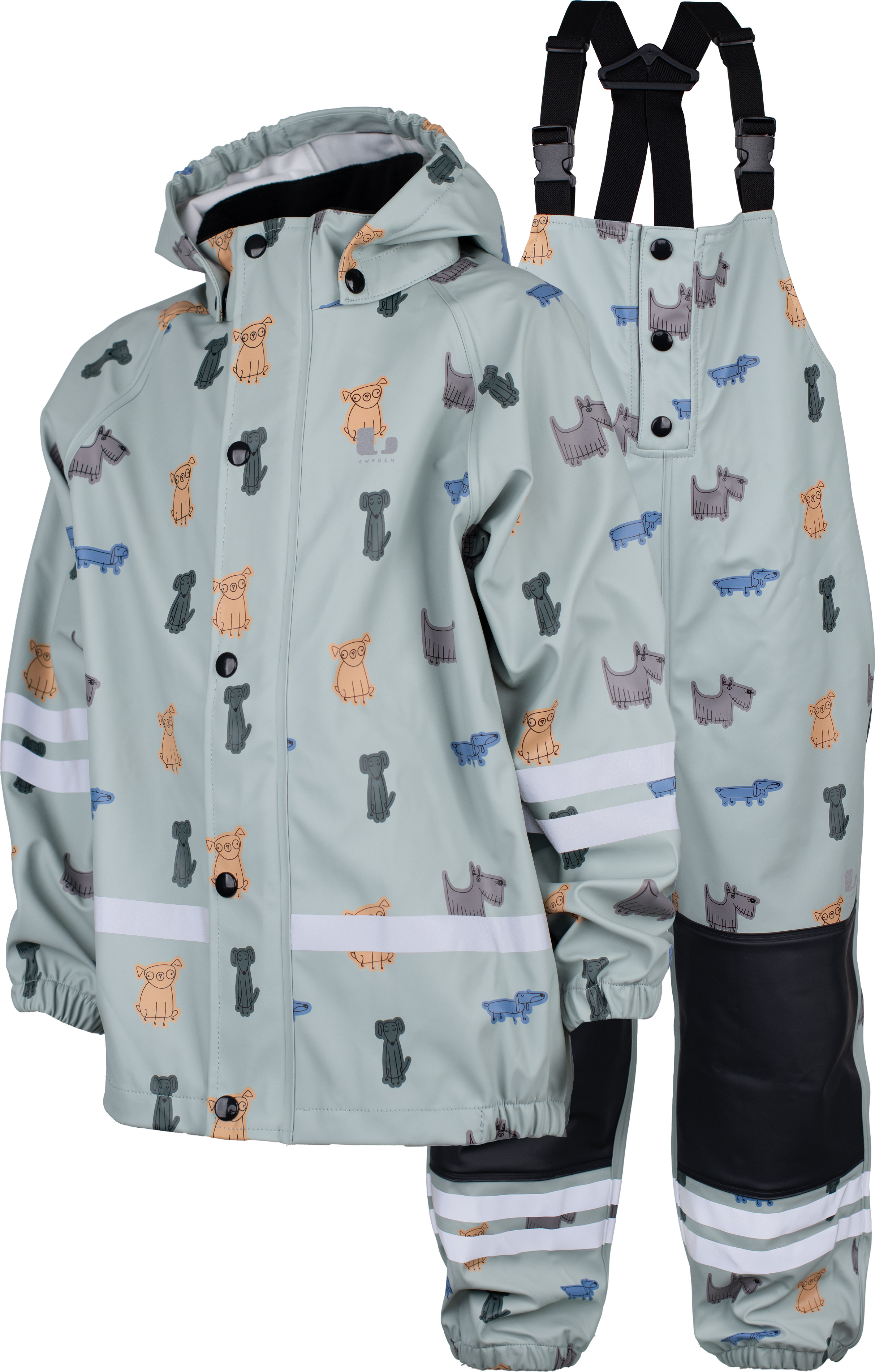 Lindberg Kids' Vattholma Rain Set Green/grey Regnställ 110