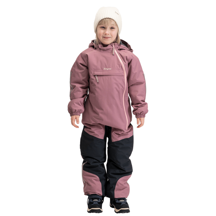 Bergans Kids' Lilletind Insulated Shell Coverall Rose Dust/dark Shadow Grey Bergans