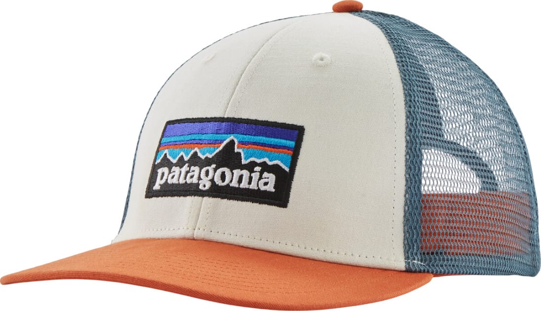 Patagonia P-6 Logo Lopro Trucker Hat White W/Redtail Rust