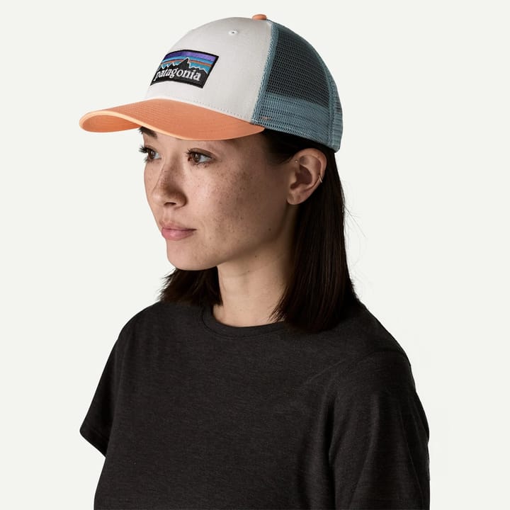 Patagonia P-6 Logo Lopro Trucker Hat White W/peach Sherbet Patagonia