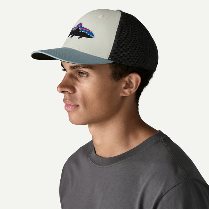Patagonia Fitz Roy Trout Trucker Hat White W/blue Sage Patagonia