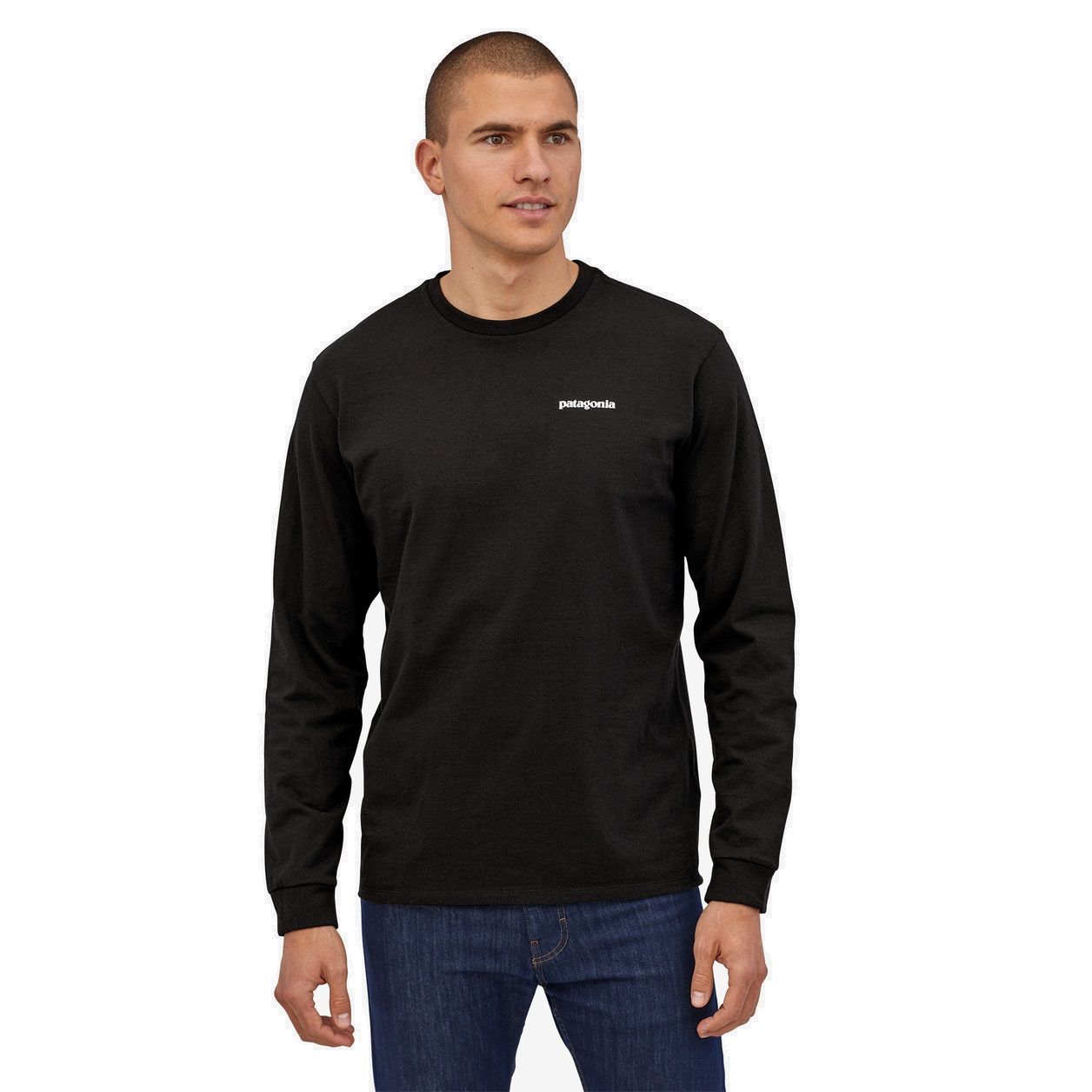 Patagonia Men's Longsleeve P-6 Logo Responsibili-Tee Black