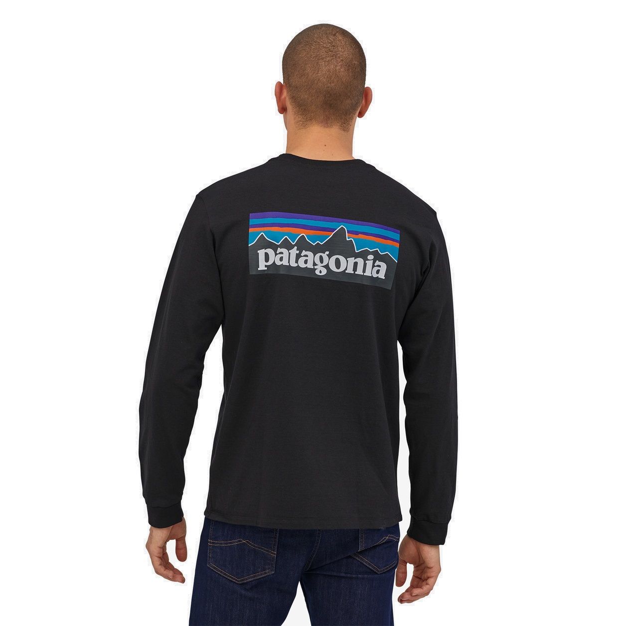 Patagonia Men's Longsleeve P-6 Logo Responsibili-Tee Black