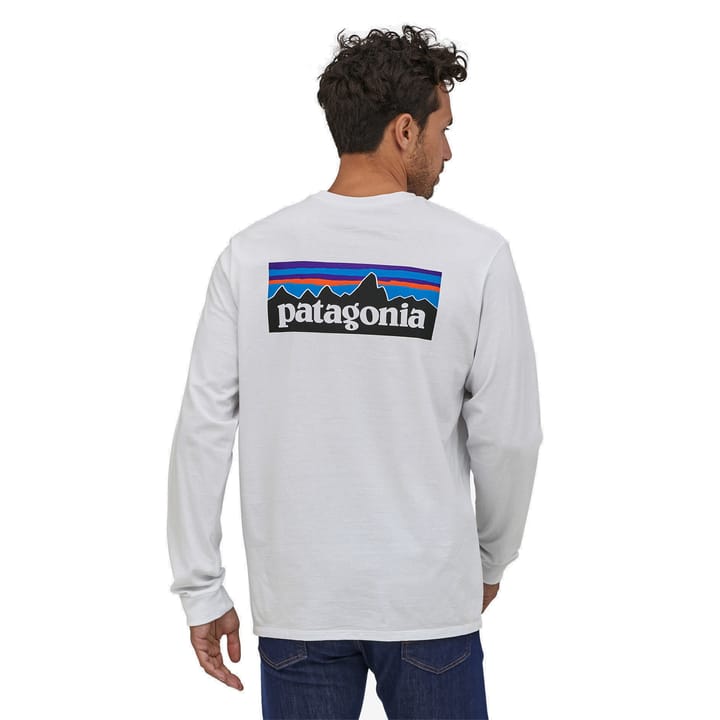 Patagonia Men's Longsleeve P-6 Logo Responsibili-Tee White Patagonia