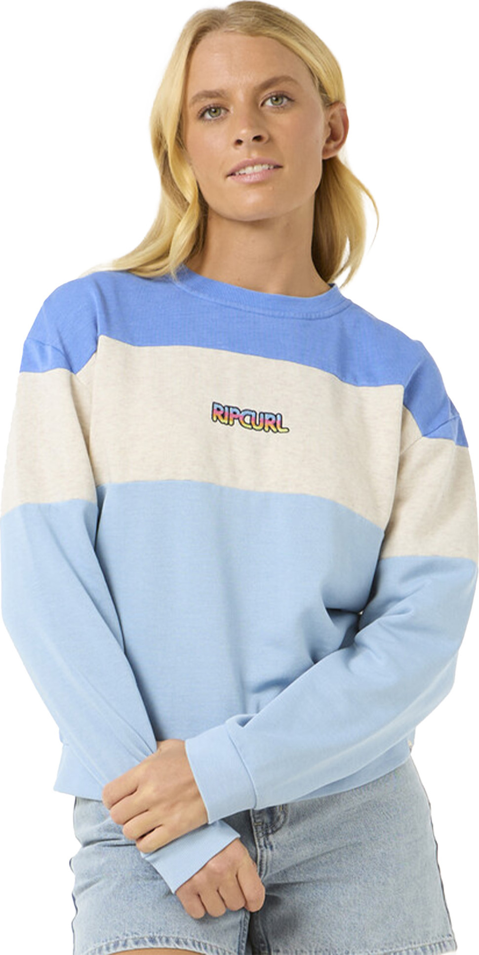 Rip Curl Women's Las Dalias Colourblock Crew Oatmeal Marle Långärmade vardagströjor S