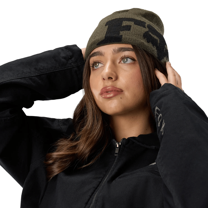 Fox F Head X Jacquard Beanie Olive Green Fox