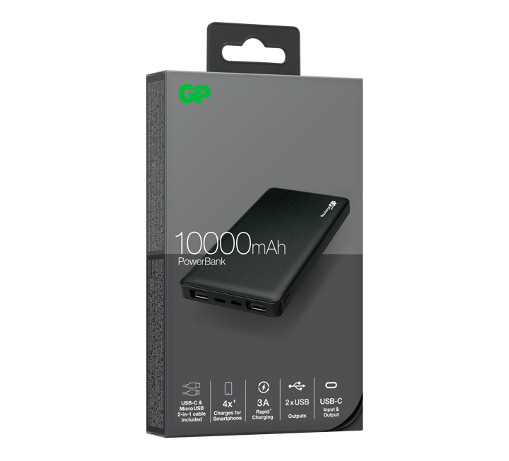 GP Batterier GP Powerbank Voyage 2.0 10000mAh Black GP Batterier GP Batterier GP Powerbank Voyage 2.0 10000mAh Black GP Batterier