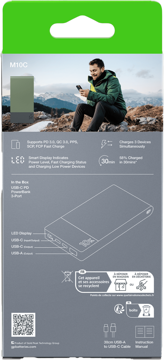GP Batterier Powerbank M2+ 10000 mAh Green GP Batterier GP Batterier Powerbank M2+ 10000 mAh Green GP Batterier