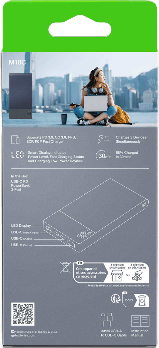 GP Batterier Powerbank M2+ 10000 mAh Blue GP Batterier GP Batterier Powerbank M2+ 10000 mAh Blue GP Batterier