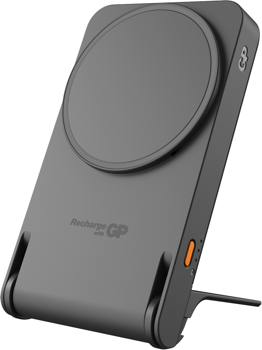 GP Batterier Magnetic Safe 2-In-1 Wireless Powerbank 5000 mAh Grey Batterier 5000 mAh