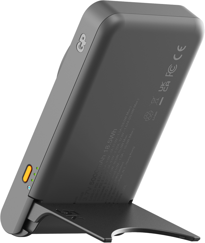 GP Batterier Magnetic Safe 2-In-1 Wireless Powerbank 5000 mAh Grey GP Batterier GP Batterier Magnetic Safe 2-In-1 Wireless Powerbank 5000 mAh Grey GP Batterier