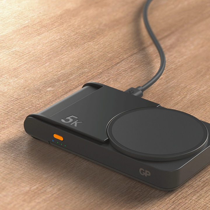 GP Batterier Magnetic Safe 2-In-1 Wireless Powerbank 5000 mAh Grey GP Batterier GP Batterier Magnetic Safe 2-In-1 Wireless Powerbank 5000 mAh Grey GP Batterier