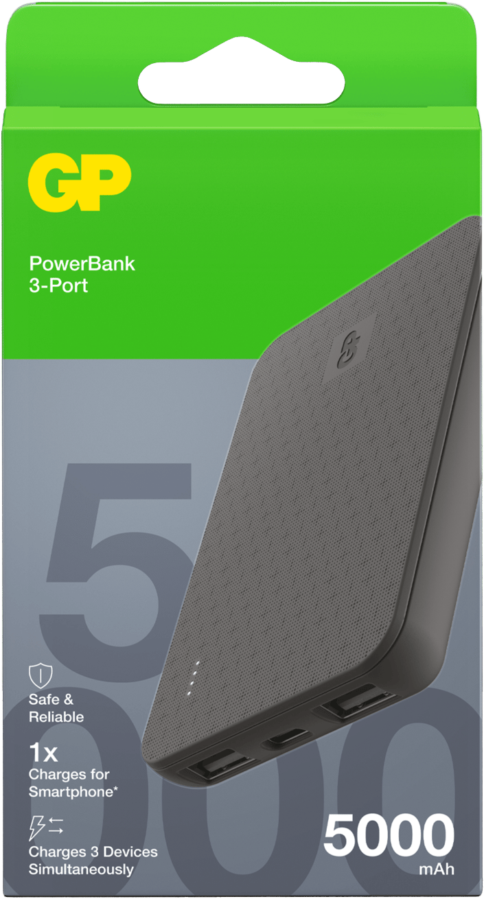 GP Batterier Powerbank Plus 5000 mAh Black GP Batterier GP Batterier Powerbank Plus 5000 mAh Black GP Batterier