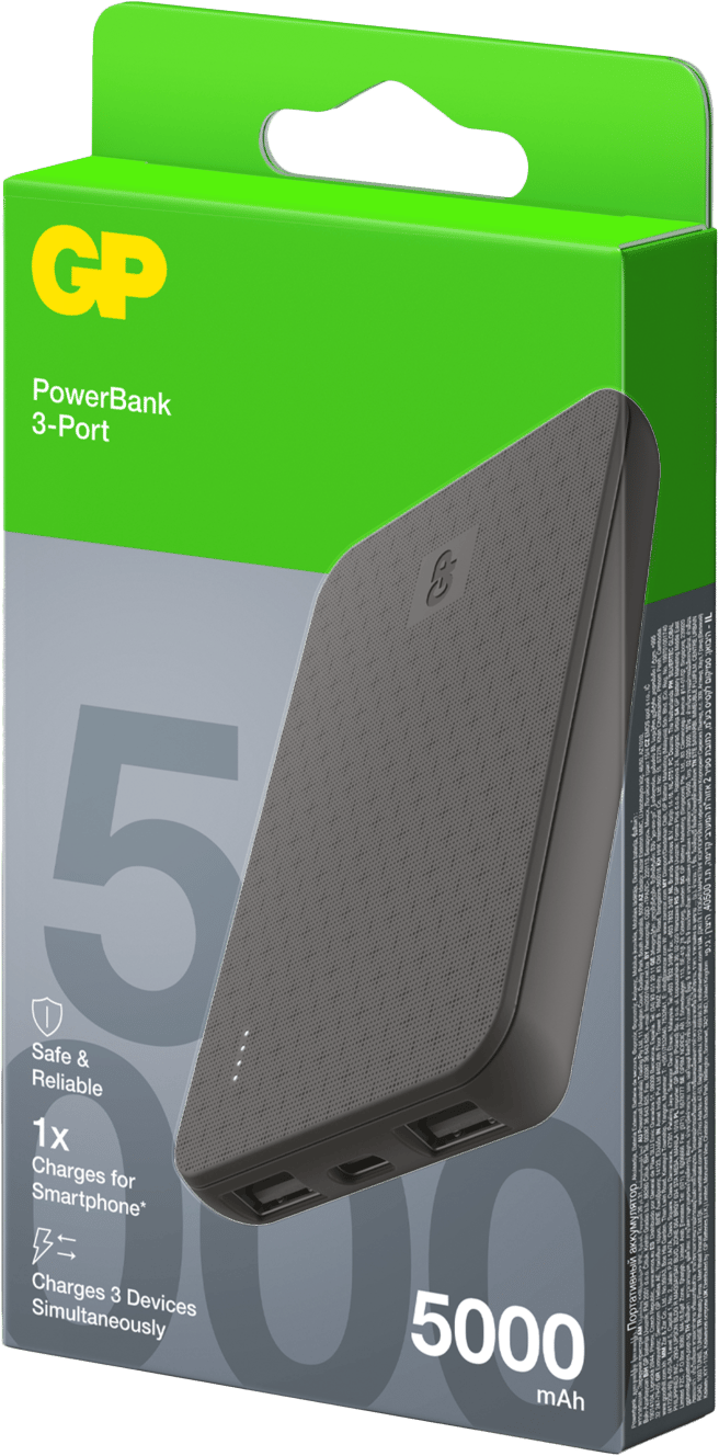 GP Batterier Powerbank Plus 5000 mAh Black GP Batterier GP Batterier Powerbank Plus 5000 mAh Black GP Batterier