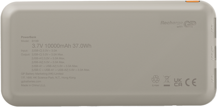 GP Batterier Powerbank Plus 10000 mAh Cream GP Batterier GP Batterier Powerbank Plus 10000 mAh Cream GP Batterier