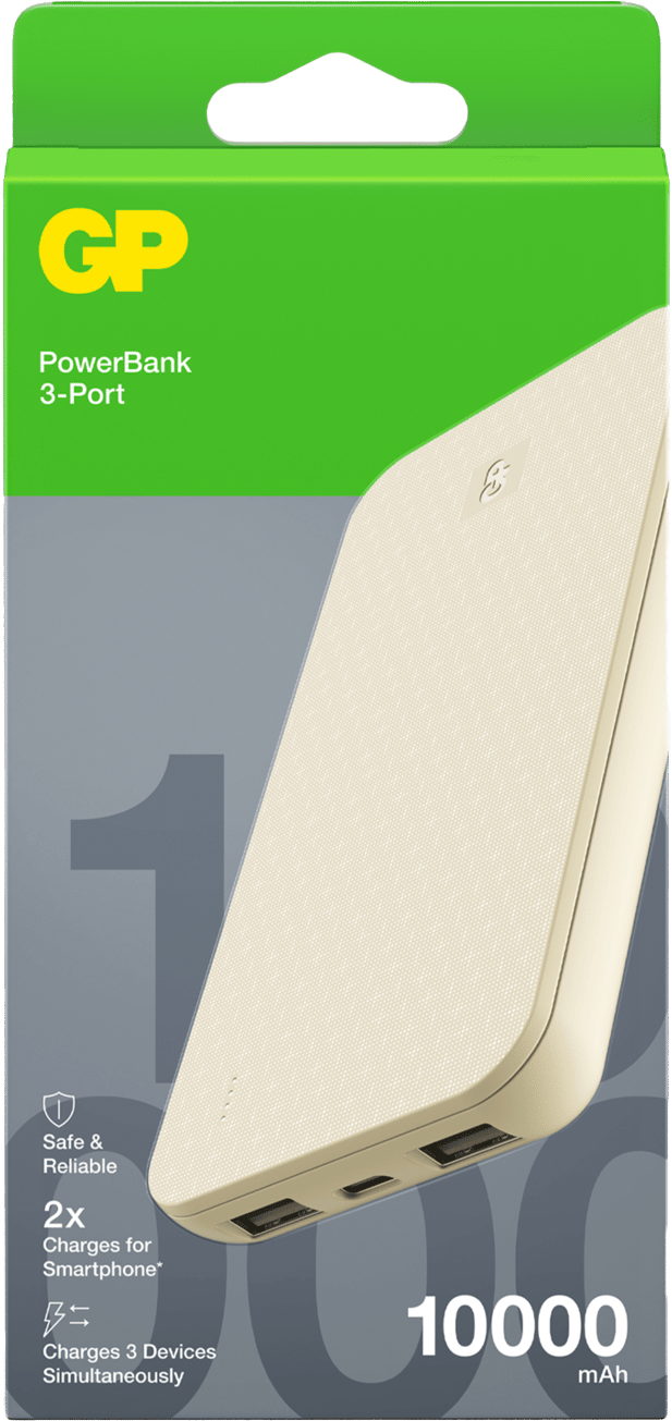 GP Batterier Powerbank Plus 10000 mAh Cream GP Batterier GP Batterier Powerbank Plus 10000 mAh Cream GP Batterier
