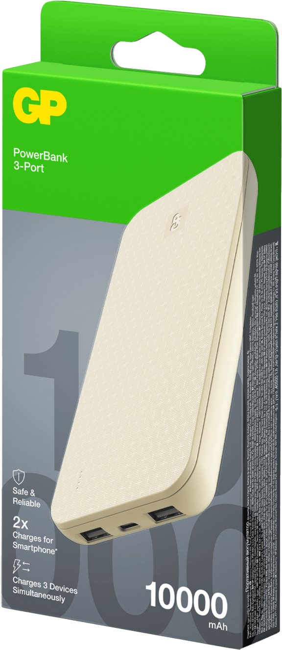 GP Batterier Powerbank Plus 10000 mAh Cream GP Batterier GP Batterier Powerbank Plus 10000 mAh Cream GP Batterier