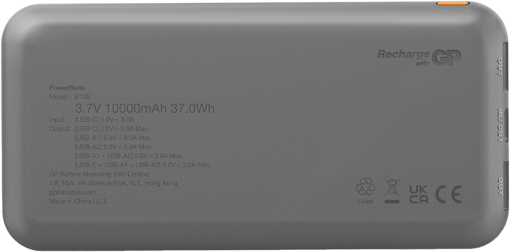 GP Batterier Powerbank Plus 10000 mAh Black GP Batterier GP Batterier Powerbank Plus 10000 mAh Black GP Batterier