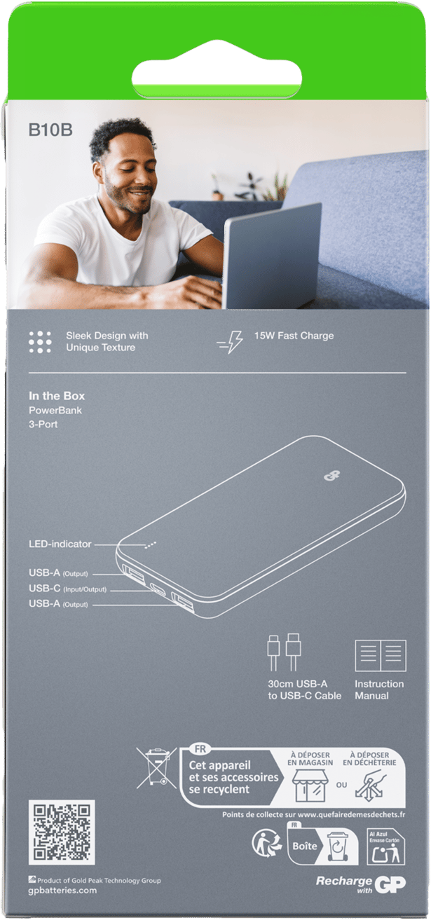 GP Batterier Powerbank Plus 10000 mAh Black GP Batterier