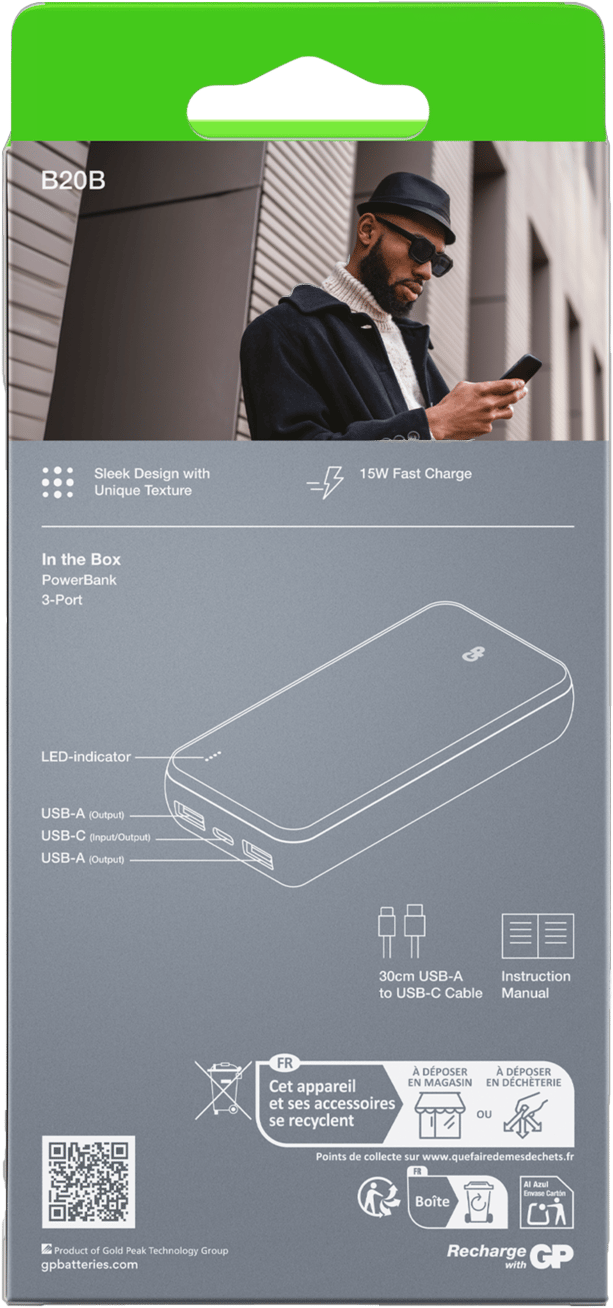 GP Batterier Powerbank Plus 20000 mAh Black GP Batterier