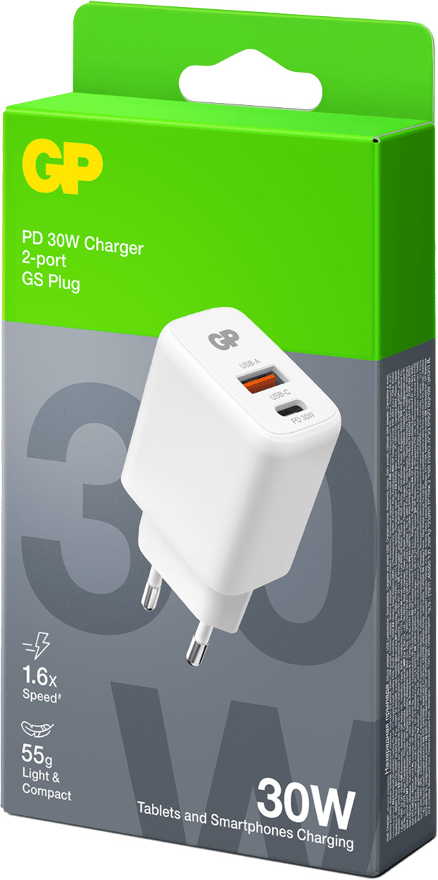 GP Batterier USB Wall Charger PD 30W White GP Batterier GP Batterier USB Wall Charger PD 30W White GP Batterier