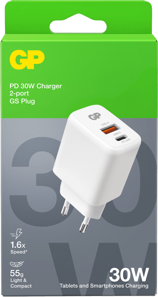 GP Batterier USB Wall Charger PD 30W White GP Batterier GP Batterier USB Wall Charger PD 30W White GP Batterier