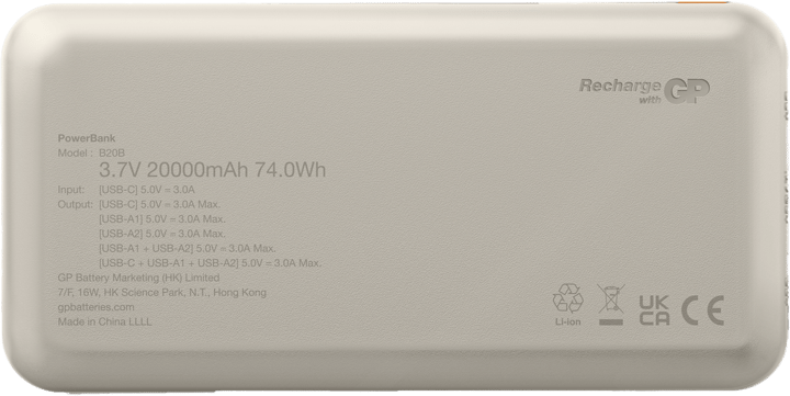 GP Batterier Powerbank Plus 20000 mAh Cream GP Batterier
