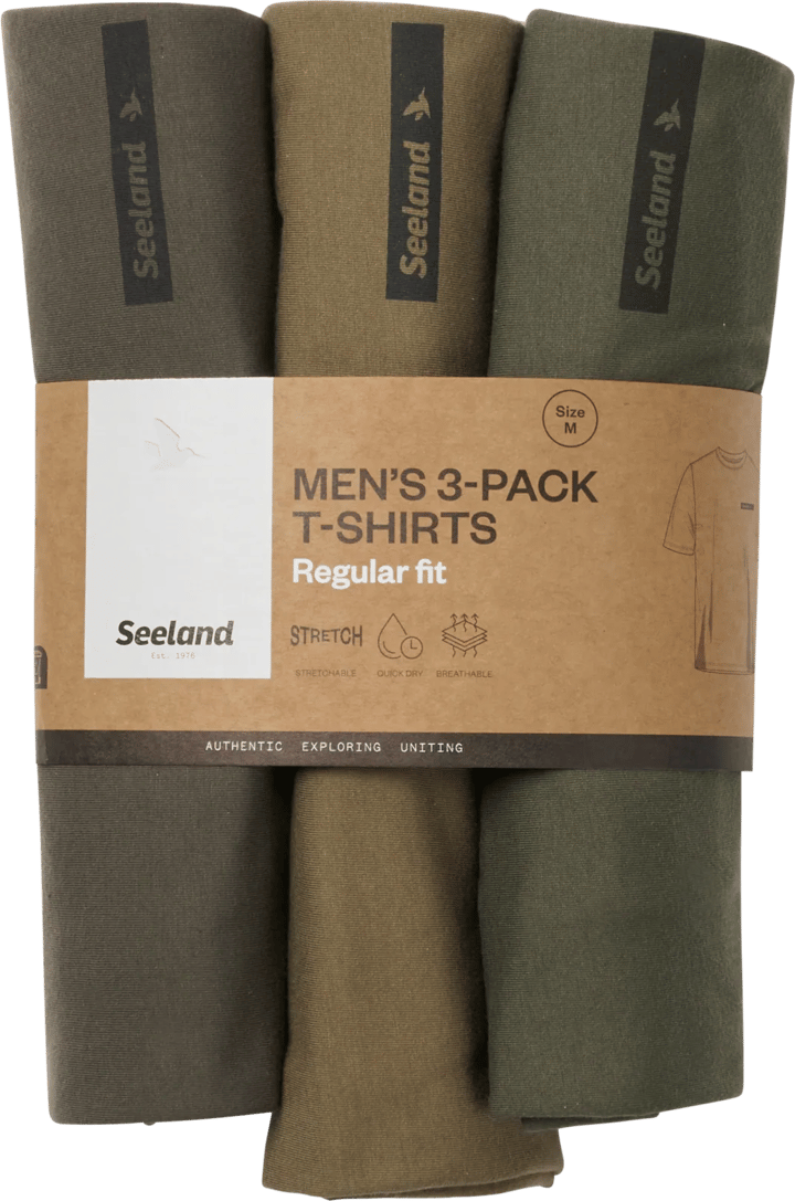 Seeland Men's 3-pack T-Shirt Pine Green/Military Olive/Grape Leaf Seeland