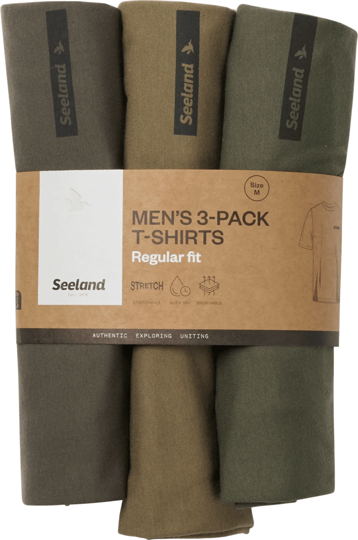 Seeland Men's 3-pack T-Shirt Pine Green/Military Olive/Grape Leaf Seeland