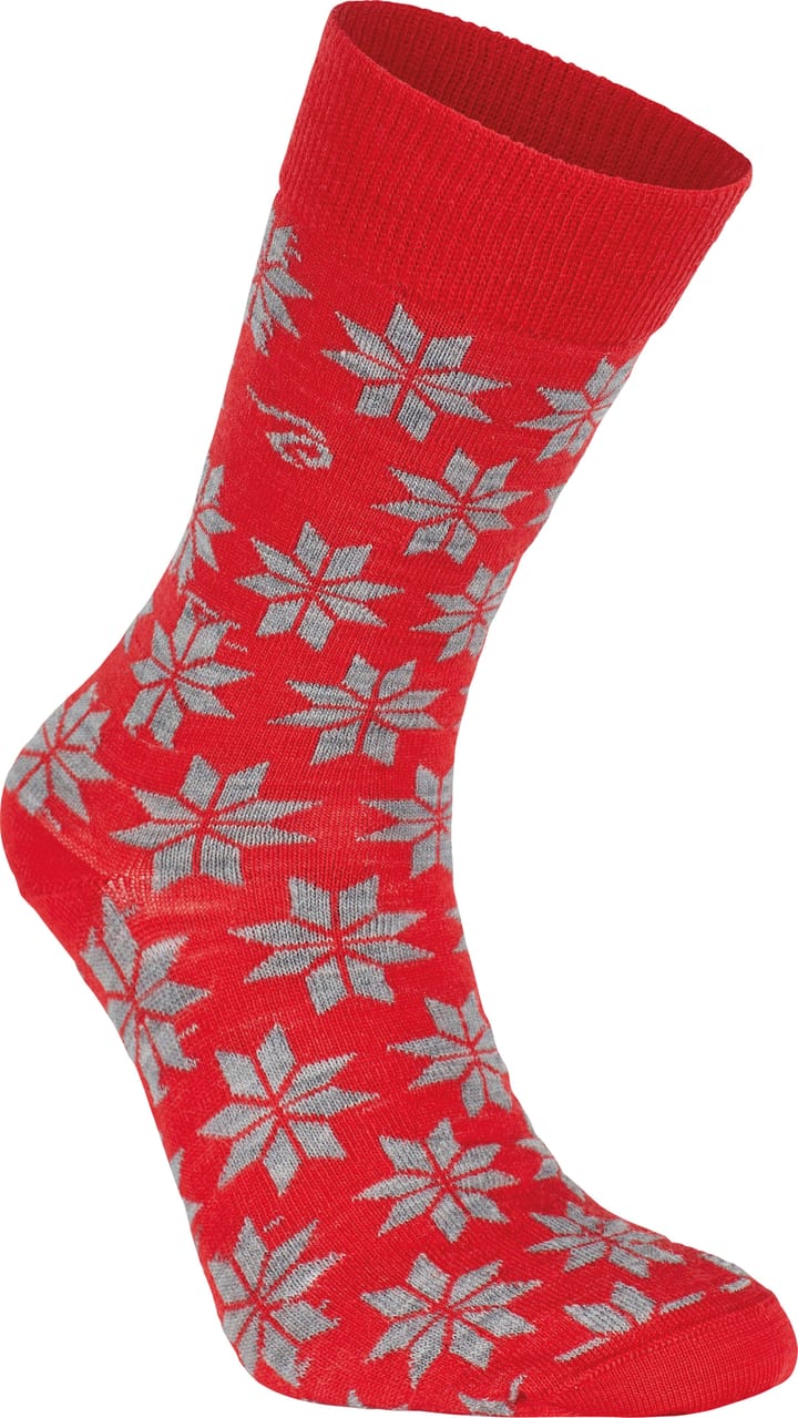 Ivanhoe Unisex Wool Sock Snowflake Chilli Red Ivanhoe