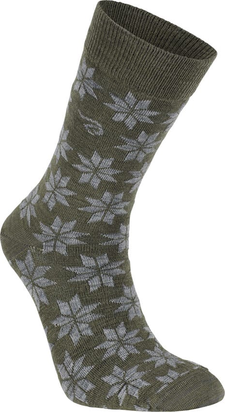 Ivanhoe Unisex Wool Sock Snowflake Loden