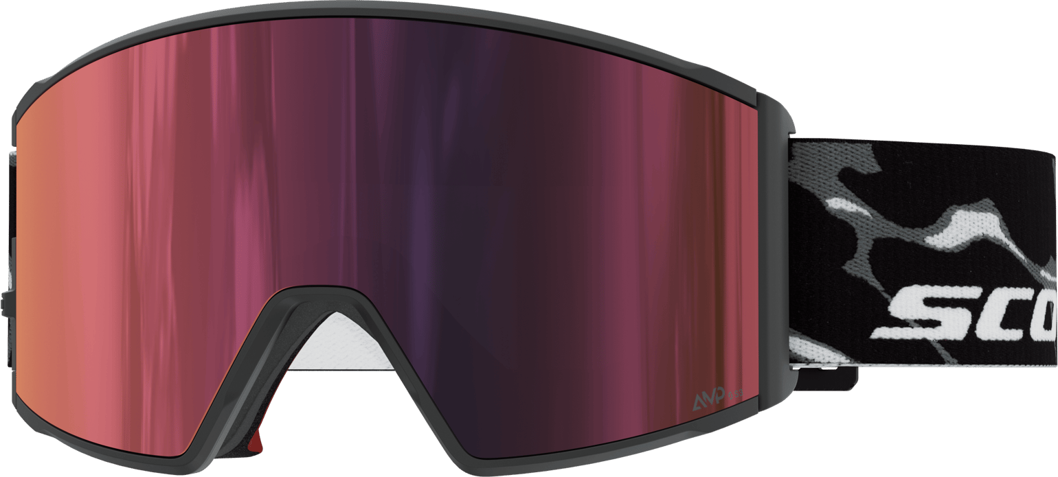 Scott Goggle React Granite Black/White/AMP red chrome S3