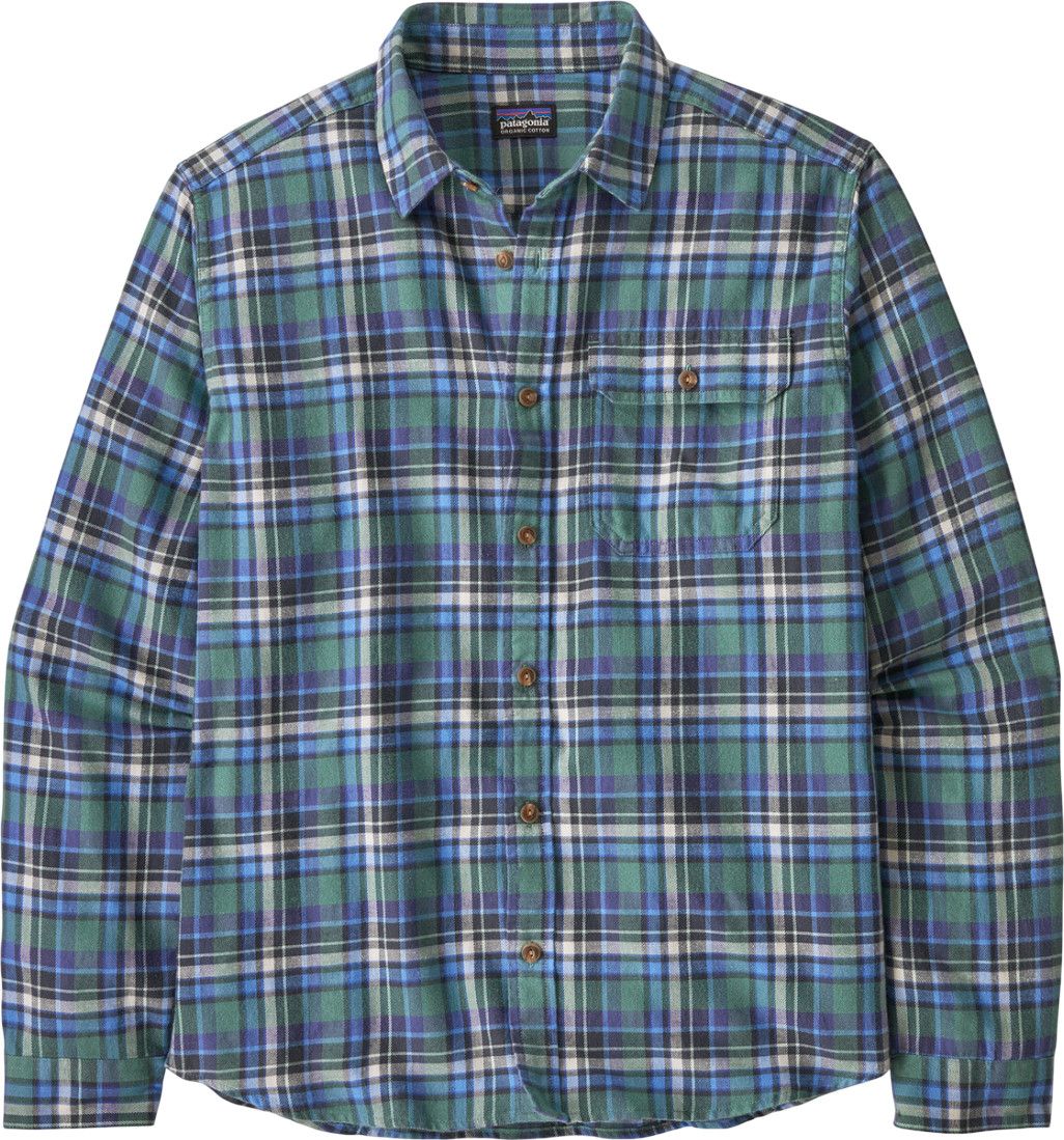 Patagonia Men's L/S Cotton in Conversion LW Fjord Flannel Shirt Nature Walk: Smolder Blue
