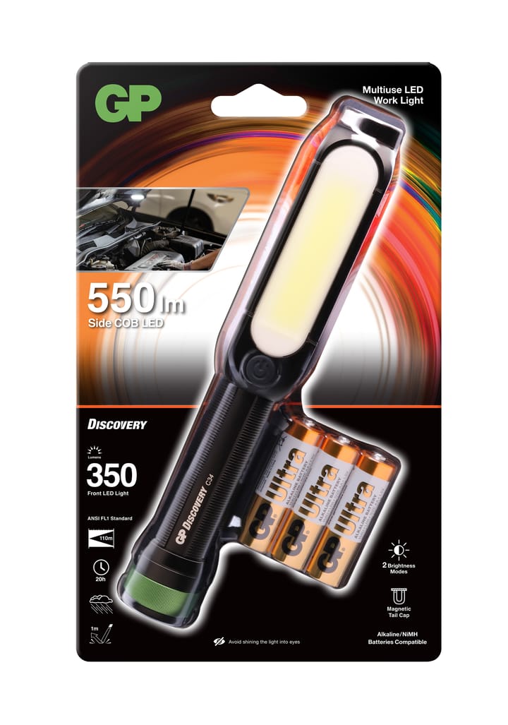 GP Batterier GP Discovery Work Light COB LED C34 Black GP Batterier GP Batterier GP Discovery Work Light COB LED C34 Black GP Batterier