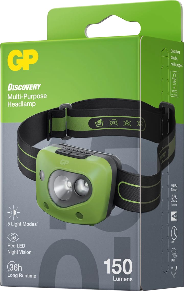 GP Batterier GP Discovery Multi Purpose Headlamp CH43 Green GP Batterier GP Batterier GP Discovery Multi Purpose Headlamp CH43 Green GP Batterier