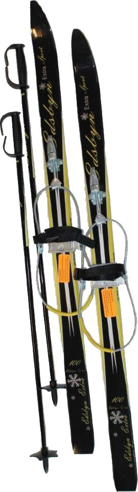 Edsbyn Kids' Ski Set with Cable Binding+Poles Black/yellow Edsbyn