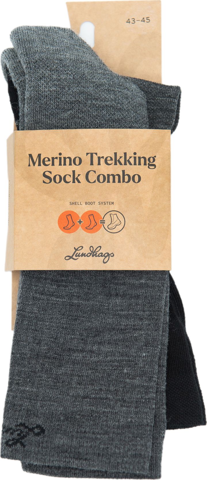Lundhags Merino Trekking Sock Combo Mid Light Grey Melange/black Lundhags
