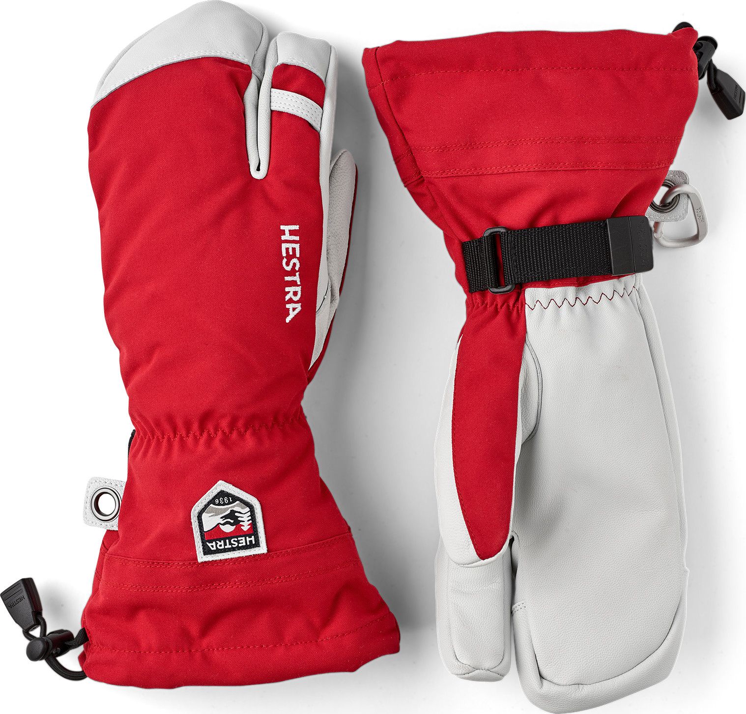 Hestra Army Leather Heli Ski 3-Finger Red | Buy Hestra Army