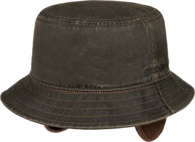 Stetson Bucket Hat with Earflaps Cotton/Polyester Brown Stetson