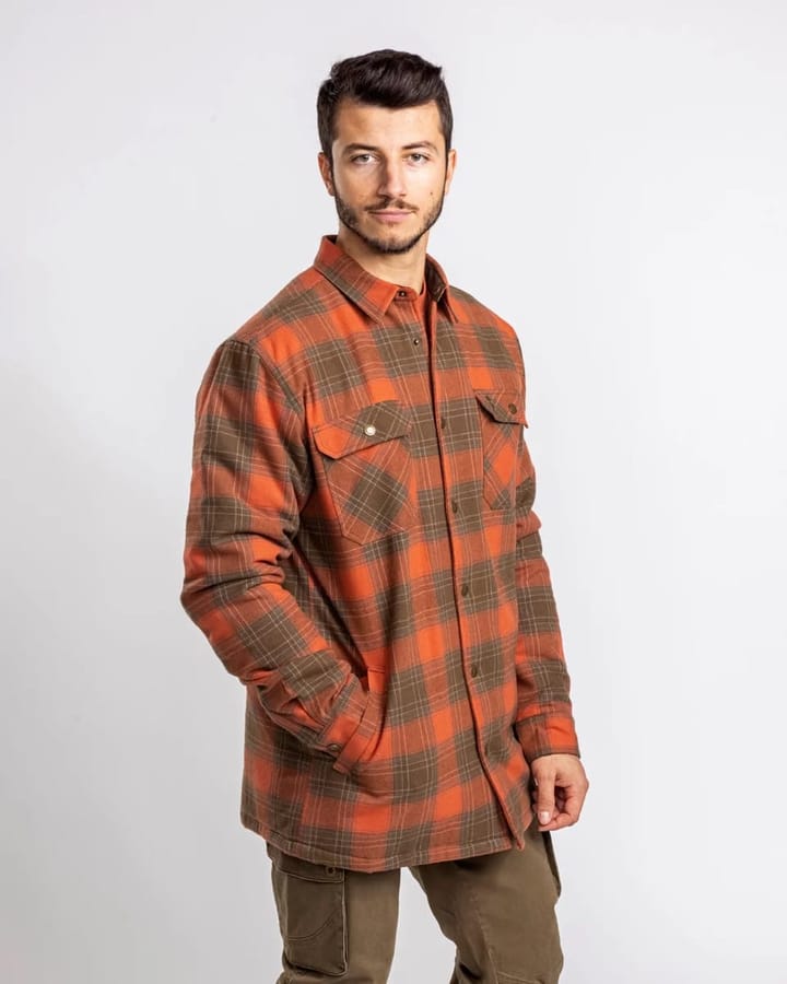 Pinewood Men's Finnveden Checked Padded Overshirt Terracotta/Olive Pinewood