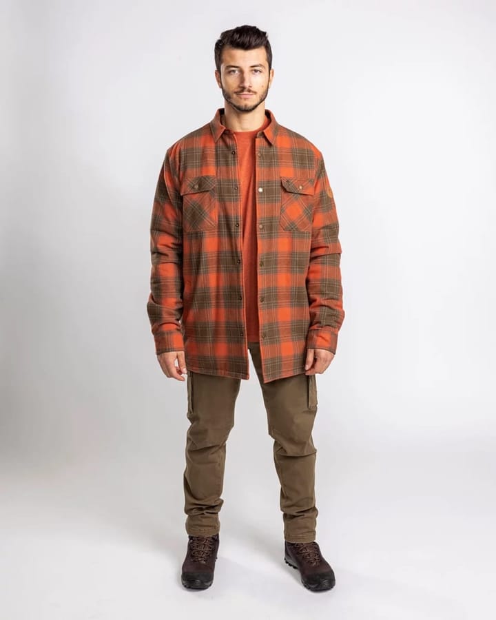 Pinewood Men's Finnveden Checked Padded Overshirt Terracotta/Olive Pinewood