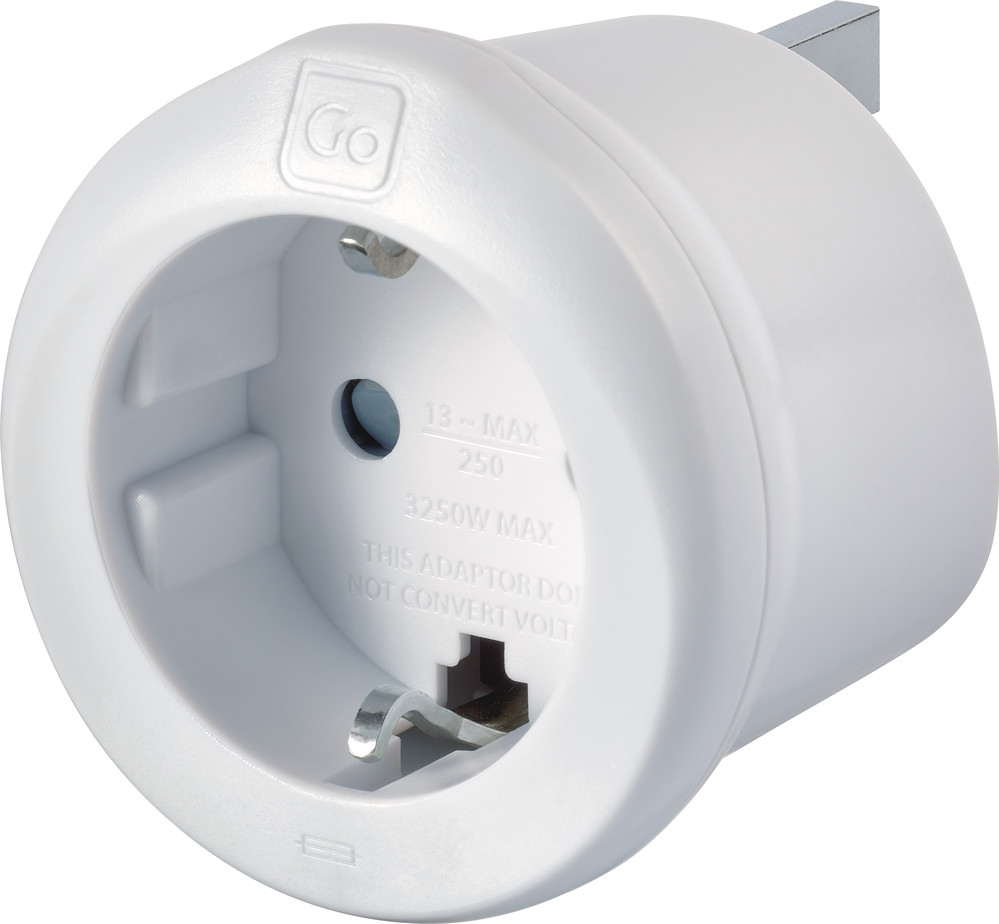 Go Travel EU-UK Adaptor White Elektroniikkatarvikkeet OneSize